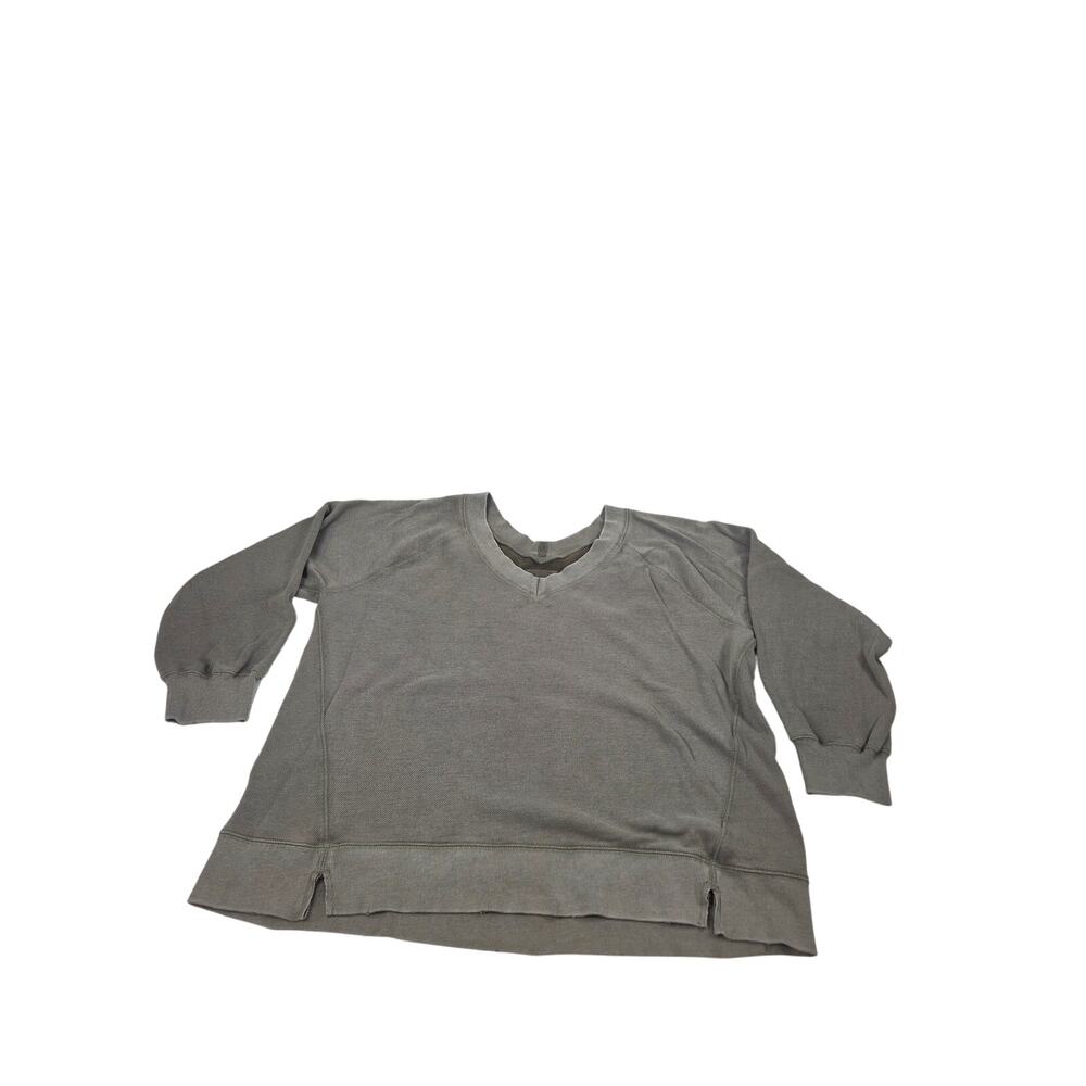Aerie Downtime Textured V Neck XL Dark Green Oversized Cozy